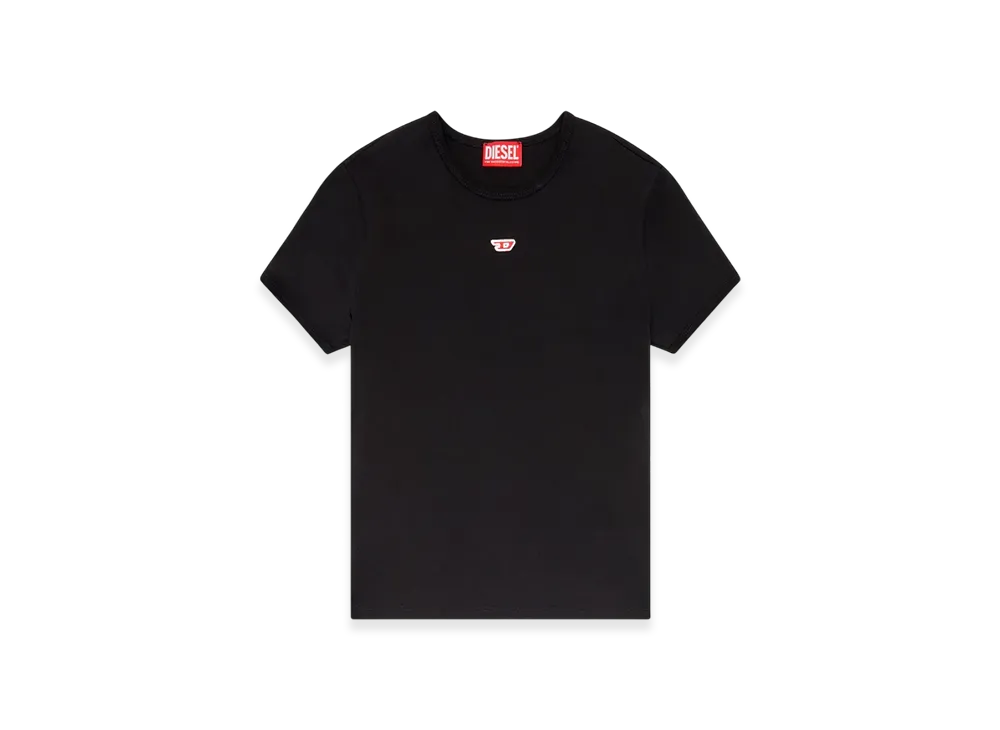 Diesel T-Uncutie-Long-D T-Shirt With Embroidered D Patch "Black"