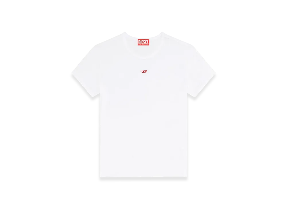 Diesel T-Uncutie-Long-D T-Shirt With Embroidered D Patch "White"
