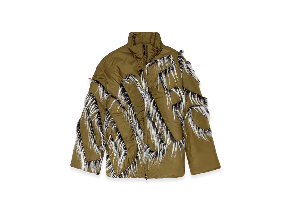 Diesel G-Adat Padded Nylon Jacket With Fuzzy-Trim Logo "Military Green"