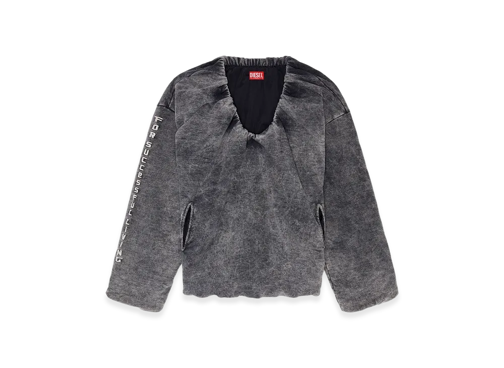 Diesel S-Fishy-V Gathered Sweatshirt With Denim Effect "Dark Gray"