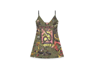 Diesel Cl-D-Jena-Dev-Snake Destroyed Snake-Print Slip Dress "Olive Green"