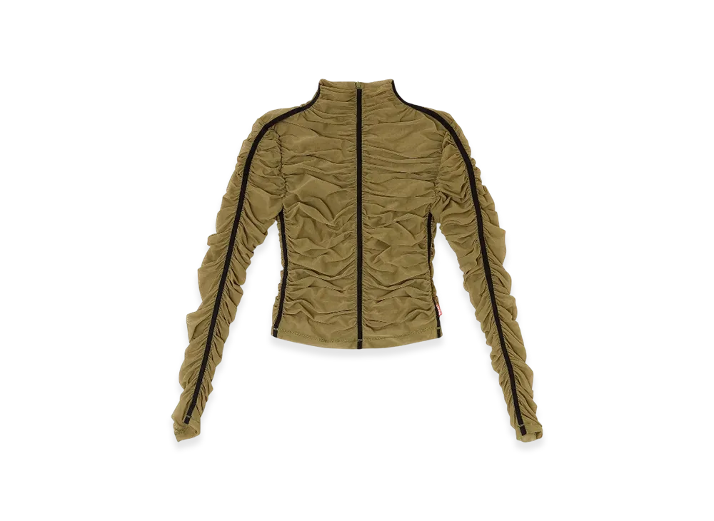 Diesel T-Aiko Tulle Jersey Top "Olive Green"