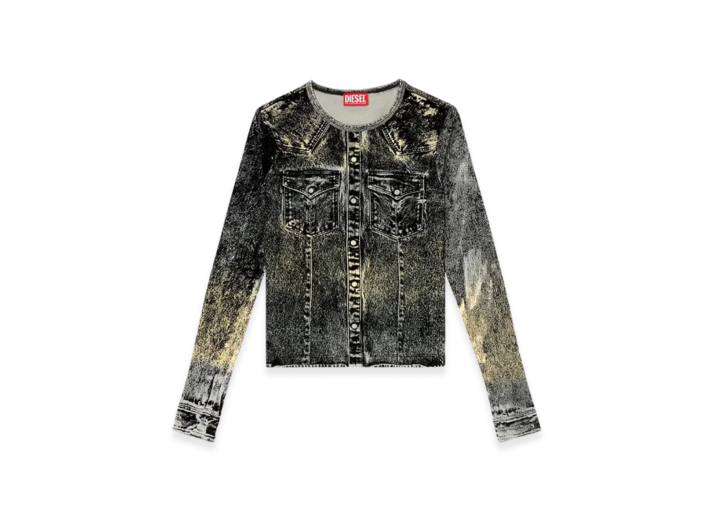 Diesel T-Axy Long Sleeve Top With Jacket Print "Dark Gray"