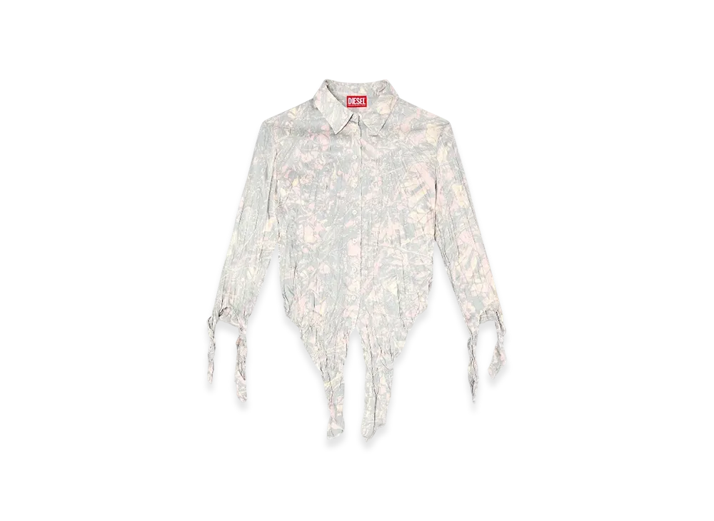 Diesel C-Alix Cropped Shirt With Raw Cut Seams "Pink Gray"