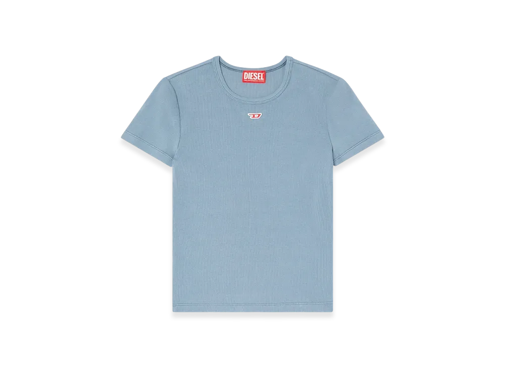 Diesel T-Ele-Long-D T-Shirt With D Logo Patch "Light Blue"