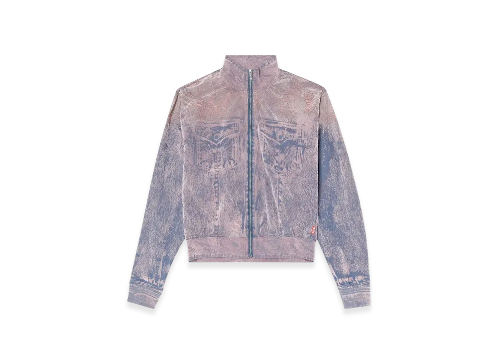 Diesel F-Slitly Trompe LOeil Flocked Zip-Up Sweatshirt "Blue Violet"