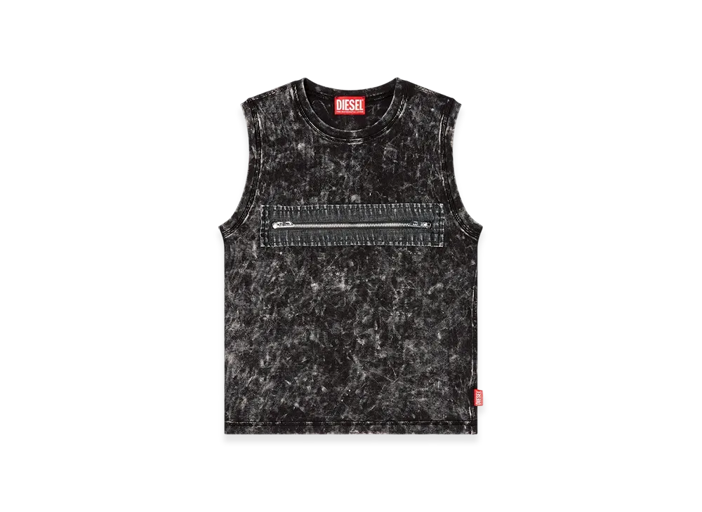 Diesel T-Arted Sleeveless Top With Zip Detail "Black"
