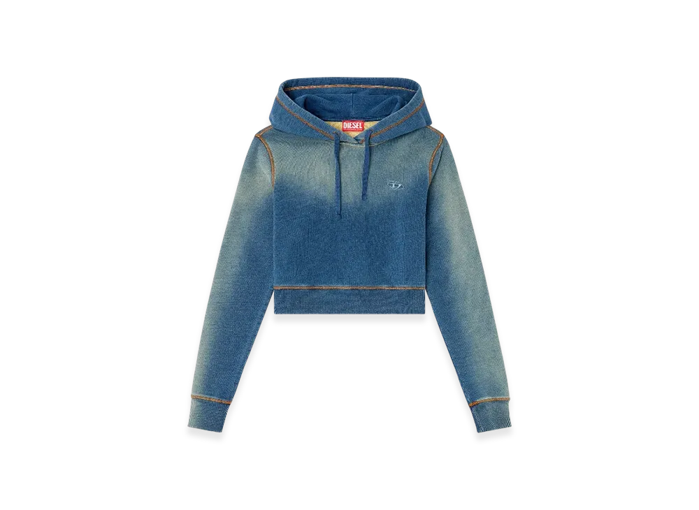 Diesel F-Slimmy-Hood-Q1 Faded Hoodie With Logo Embroidery "Medium Blue"