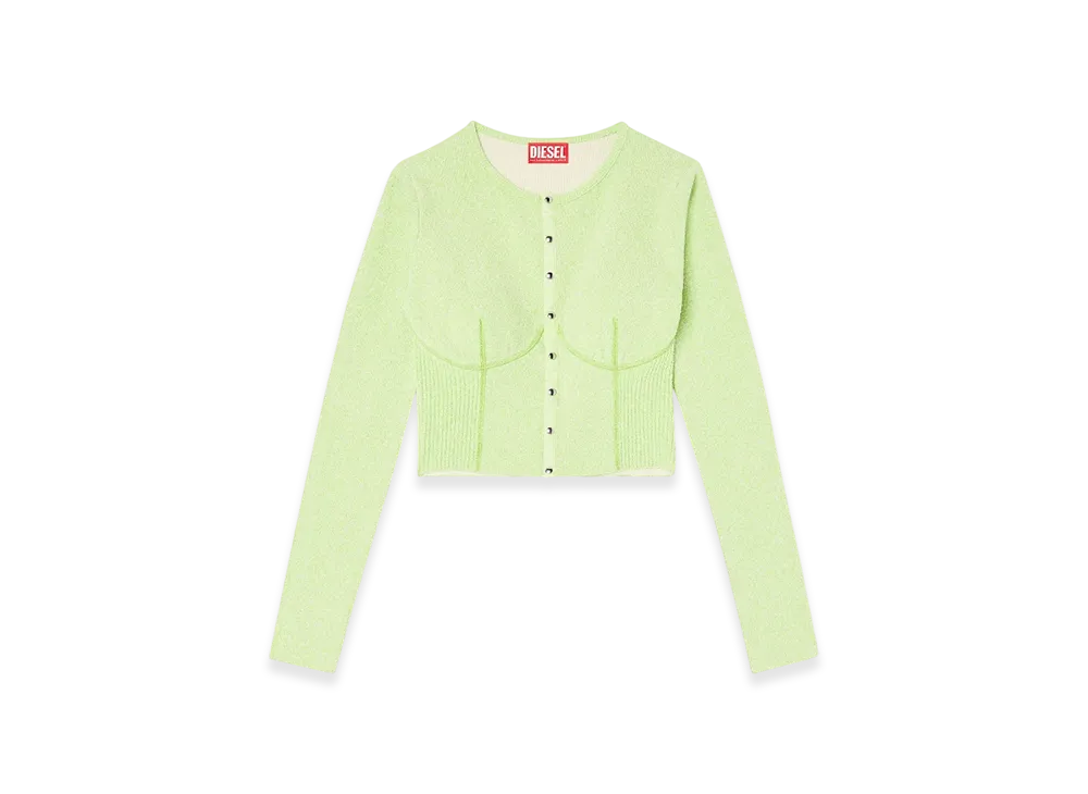 Diesel M-Lesta Bustier-Effect Cropped Cardigan "Green"