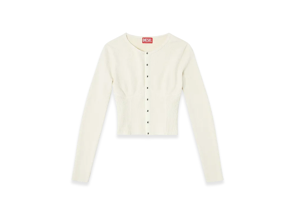 Diesel M-Lesta Bustier-Effect Cropped Cardigan "White"