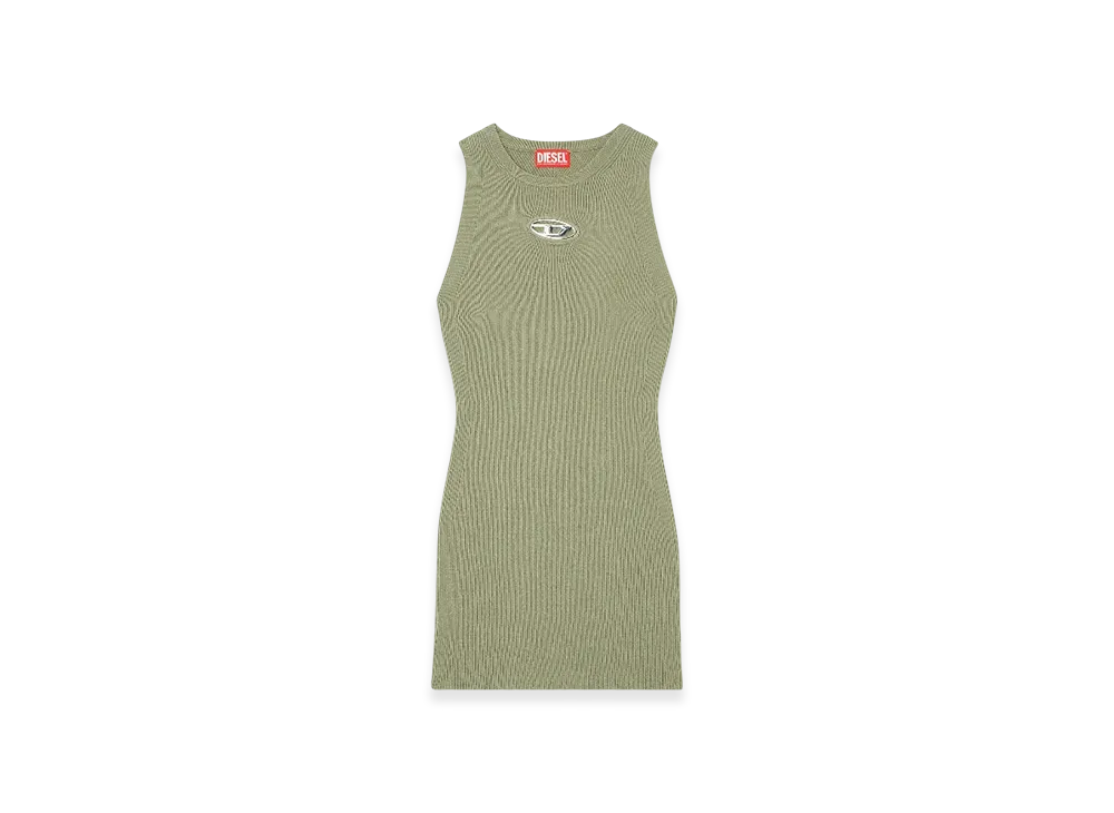 Diesel M-Caddix Ribbed Knit Sleeveless Dress "Green"