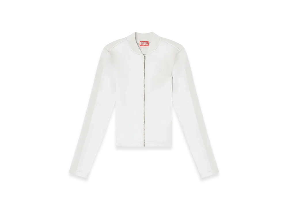 Diesel G-Oper Rib-Knit And Stretch Satin Jacket "Light Gray"