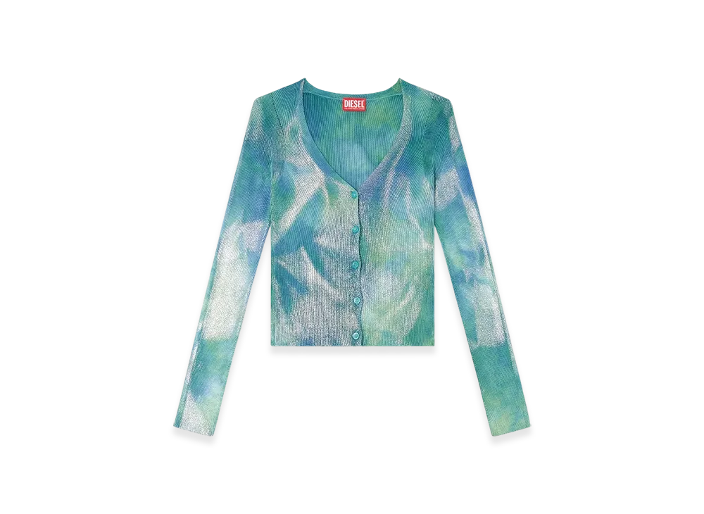 Diesel M-Isotta Cardigan In Metallic Solarised Knit "Azure"