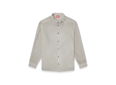Diesel S-Leon Fluid Crinkled Shirt With Logo Collar "Gray"