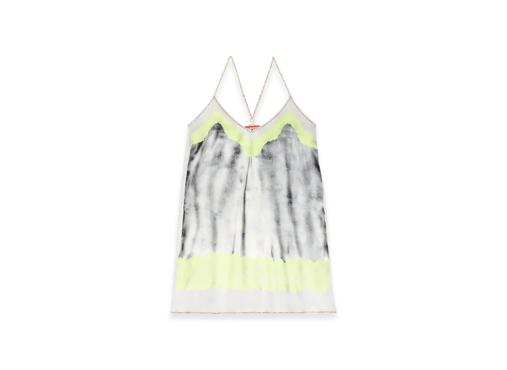 Diesel D-Esire Slip Dress With Trompe LOeil Slip "Gray Yellow"