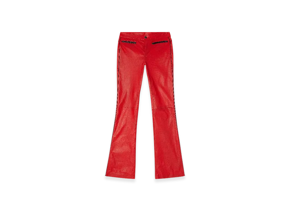 Diesel L-Insey Biker Pants In Perforated Stretch Leather "Red"