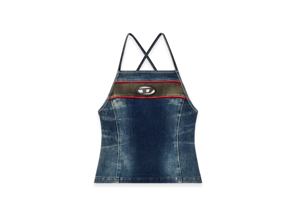 Diesel De-Pilu-S Top In Stretch Bicolor Denim "Dark Blue"