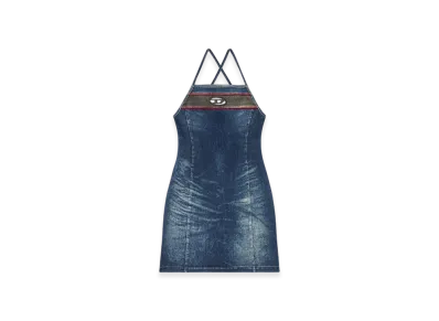 Diesel De-Pilu-Dress-S Short Dress In Stretch Bicolour Denim "Dark Blue"