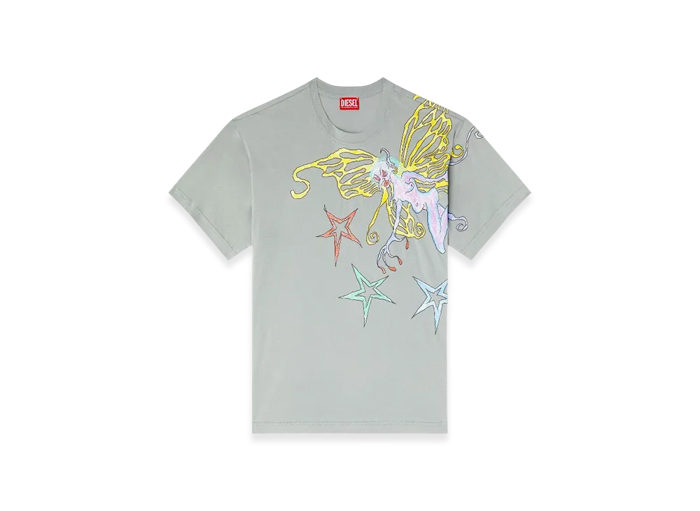 Diesel T-Buxt-Q1 T-Shirt With Graphic Print "Light Gray"