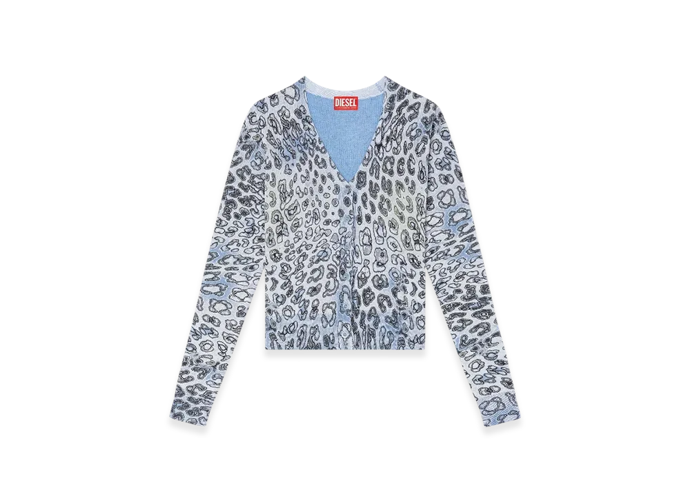 Diesel M-Alima-Leo Cardigan With Leopard Print "Blue"