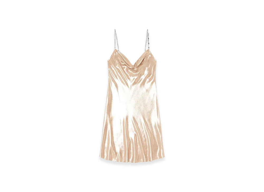 Diesel D-Minty Short Metallic Dress With Cowl Neck "Beige"