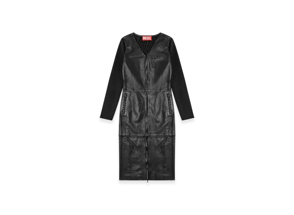 Diesel L-Ola Dress In Leather And Stretch Knit "Black"
