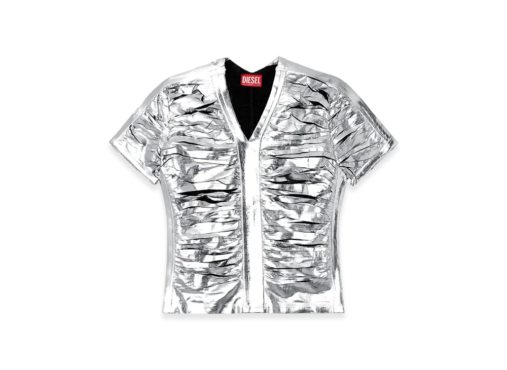 Diesel T-Ai Gathered Slim Fit T-Shirt "Silver Blue"