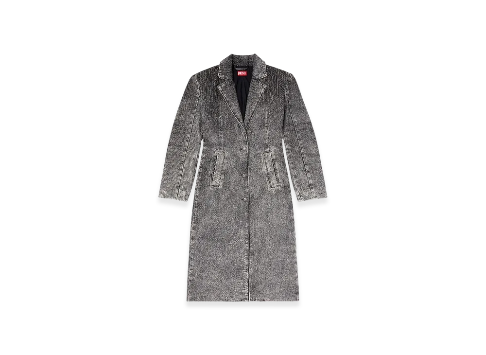 Diesel De-Coat-Long-S Coat In Tailoring Pinstripe Denim "Light Gray"