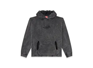 Diesel S-Boxstic-Hood Gathered Acid-Wash Hoodie "Dark Gray"