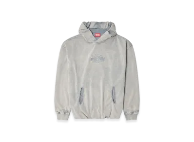 Diesel S-Boxstic-Hood Gathered Acid-Wash Hoodie "Light Blue"