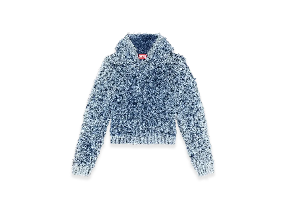 Diesel M-Dolly Textured-Knit Hoodie "Blue"