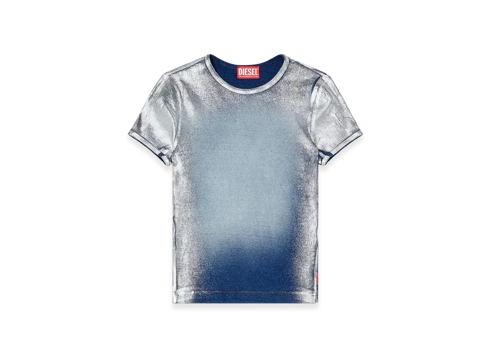 Diesel T-Ele-Long-Q1 Faded Metallic T-Shirt "Light Blue"