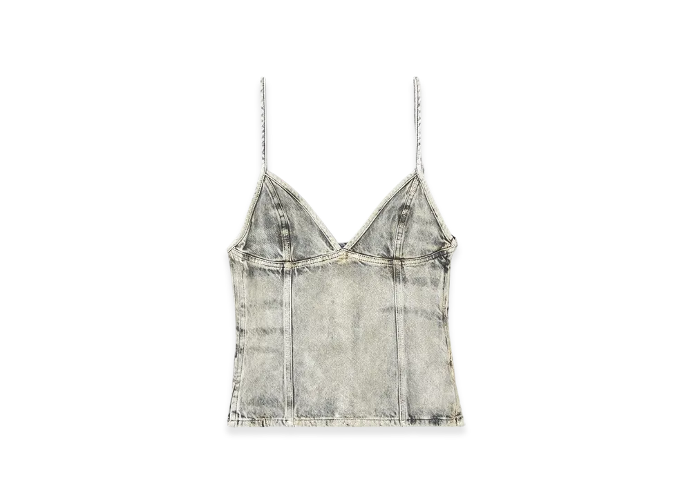 Diesel De-FuLSy-S Top In Shiny Coated Denim "Light Gray"