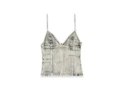 Diesel De-FuLSy-S Top In Shiny Coated Denim "Light Gray"