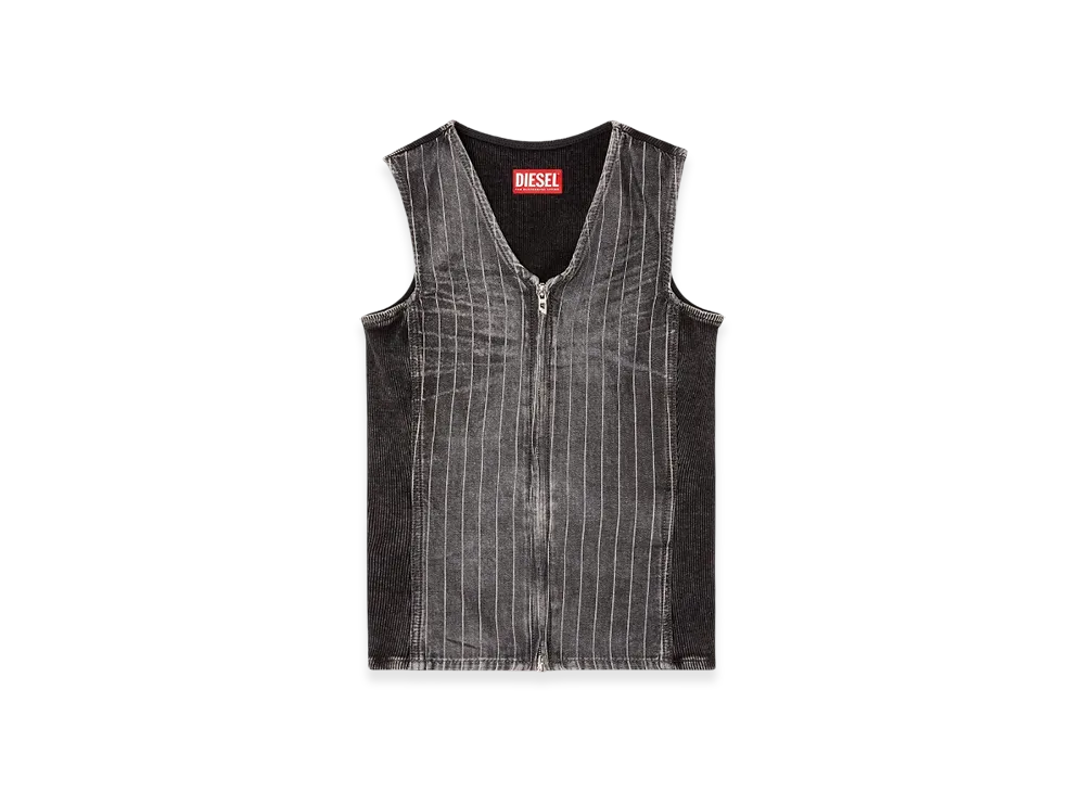 Diesel De-Nessi-S Zipped Top In Denim And Corduroy "Gray Black"