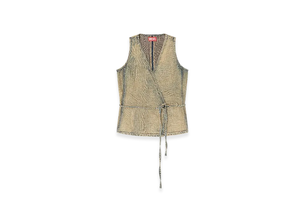 Diesel De-Vern Wrap Top In Gold-Brush Denim "Medium Blue"