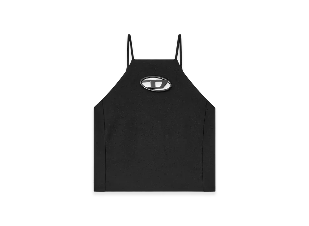 Diesel T-Wilit Cami Top In Cool Wool And Stretch Knit "Black"