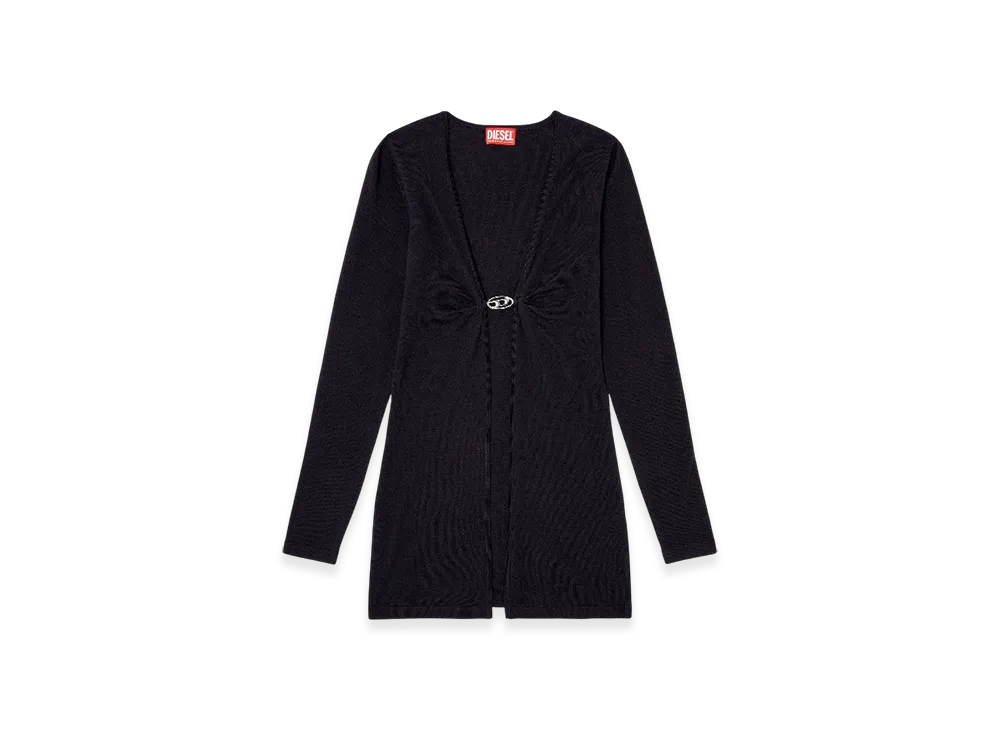 Diesel M-Pierry-Long Longline Wool Cardigan With Open Front "Dark Blue"