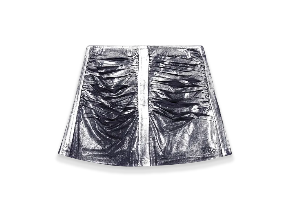 Diesel O-Iama Metallic Jersey Mini Skirt "Gray"