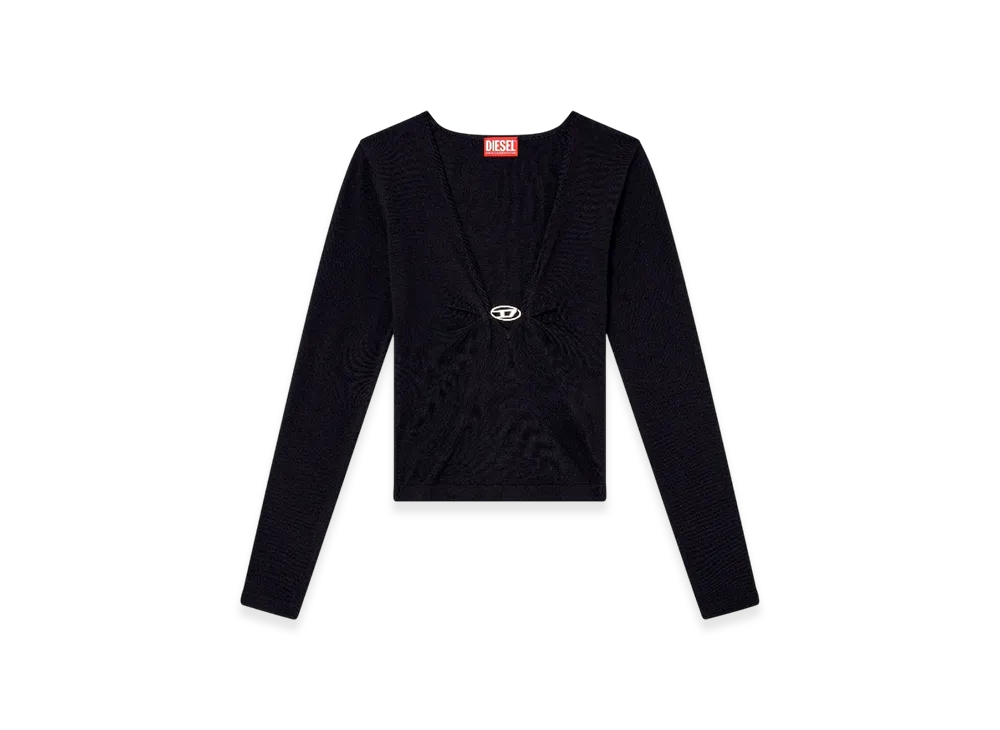 Diesel M-Piaffy Gathered V-Neck Jumper In Wool "Dark Blue"