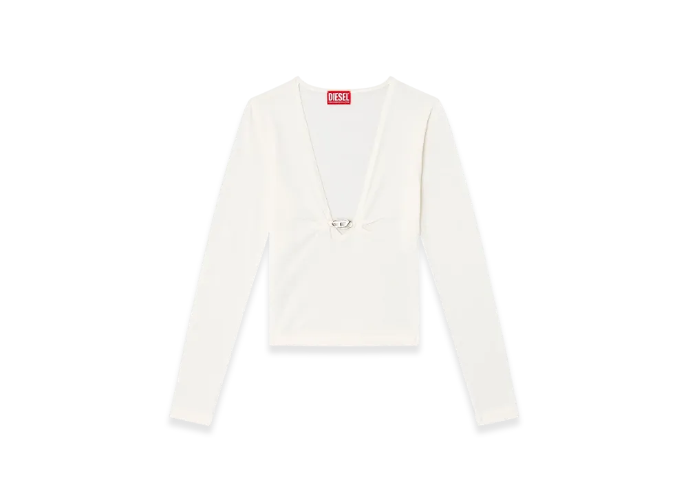 Diesel M-Piaffy Gathered V-Neck Jumper In Wool "White"