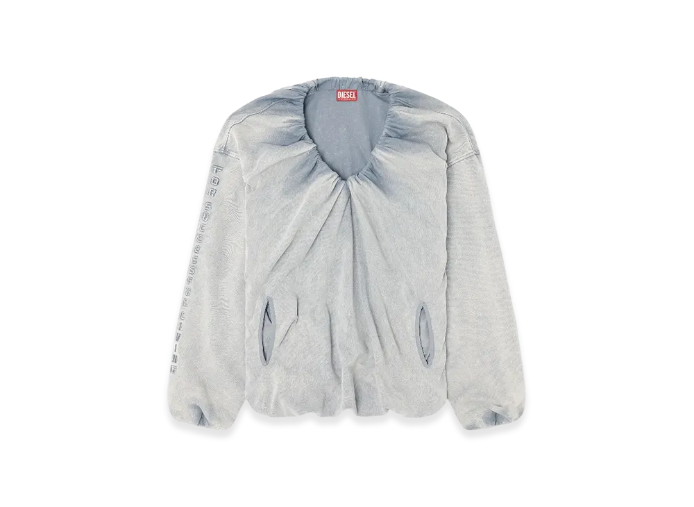 Diesel F-Indy Gathered Sweatshirt With Bleached Effect "Light Gray"