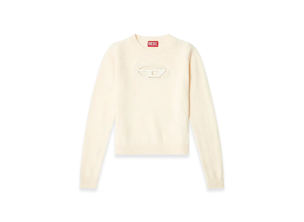 Diesel M-Areesa-Slim Cashmere-Blend Jumper With Cut-Out Logo "Beige"