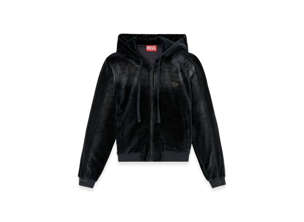 Diesel F-Ely-Q1 Zip-Up Hoodie In Faded Chenille "Black"