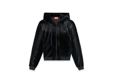 Diesel F-Ely-Q1 Zip-Up Hoodie In Faded Chenille "Black"