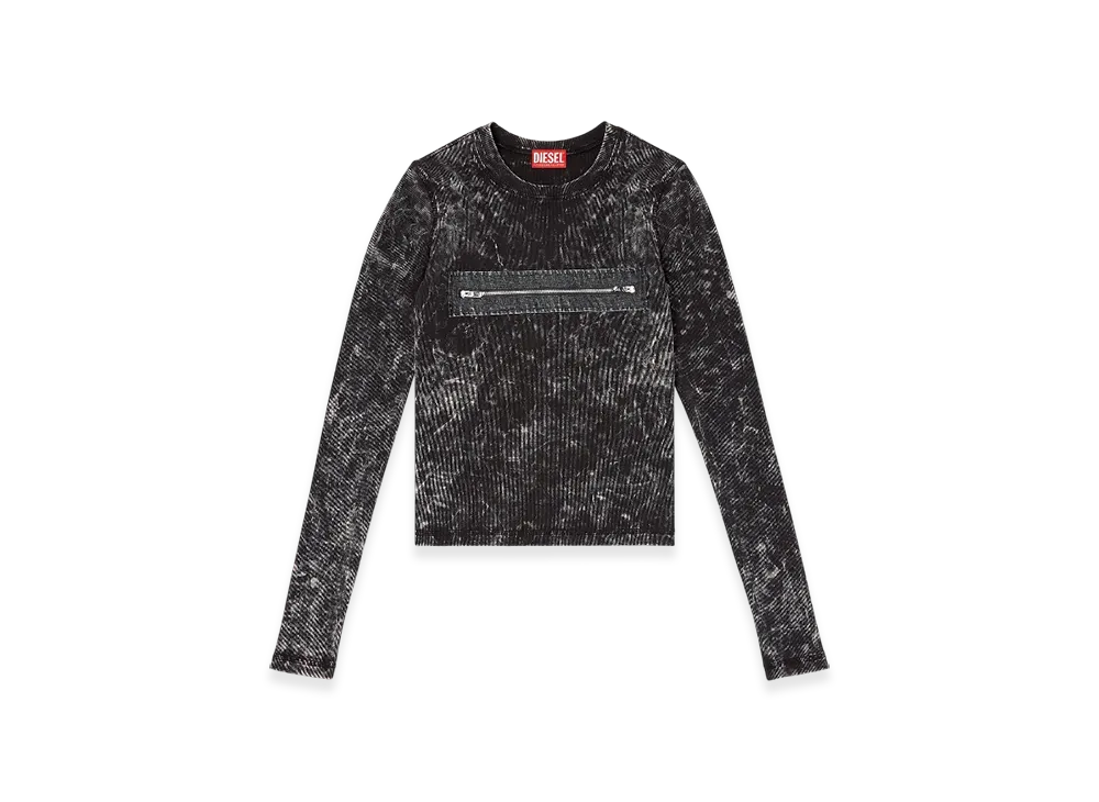 Diesel T-Ercole Marbled Top With Zipped Cut-Out "Black"