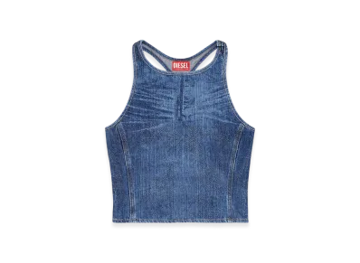Diesel De-Plaque-S Racerback Top In Rhinestone Denim "Medium Blue"