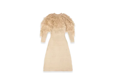 Diesel M-Pace Turtleneck Dress In Shaggy Mohair "Beige"