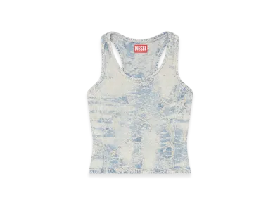 Diesel De-Norg-Fsf Tank Top In Dirty Jacquard Denim "Light Blue"