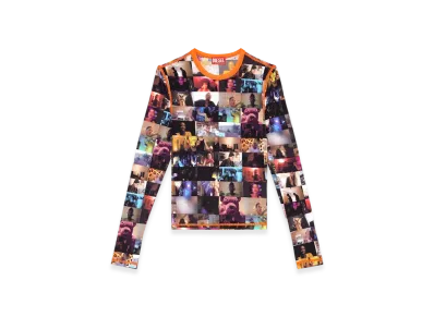 Diesel T-Crau Stretch Jersey Top With Livestream Print "Black Orange"